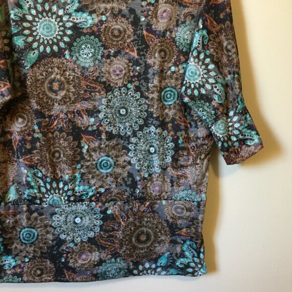 QED London Y2K Bohemian Mandela Dolman Sleeve Top - M - Picture 4 of 13